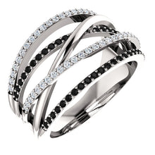 Load image into Gallery viewer, Twist Style Finger Rings w/ Black & Crystal Stones, or all Crystal stones