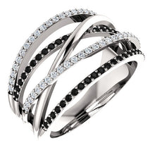 Load image into Gallery viewer, Twist Style Finger Rings w/ Black &amp; Crystal Stones, or all Crystal stones
