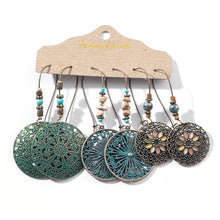 Load image into Gallery viewer, 3 Pairs Vintage Bohemian Tassel Hanging Water Drop Earrings