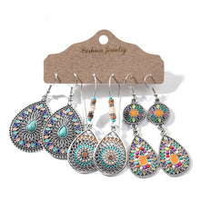 Load image into Gallery viewer, 3 Pairs Vintage Bohemian Tassel Hanging Water Drop Earrings