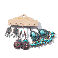 Load image into Gallery viewer, 3 Pairs Vintage Bohemian Tassel Hanging Water Drop Earrings