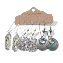 Load image into Gallery viewer, 3 Pairs Vintage Bohemian Tassel Hanging Water Drop Earrings