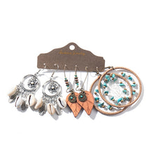 Load image into Gallery viewer, 3 Pairs Vintage Bohemian Tassel Hanging Water Drop Earrings