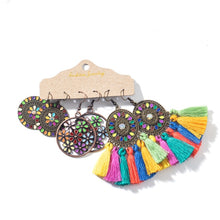 Load image into Gallery viewer, 3 Pairs Vintage Bohemian Tassel Hanging Water Drop Earrings