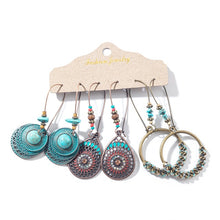 Load image into Gallery viewer, 3 Pairs Vintage Bohemian Tassel Hanging Water Drop Earrings