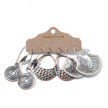 Load image into Gallery viewer, 3 Pairs Vintage Bohemian Tassel Hanging Water Drop Earrings