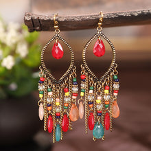 Load image into Gallery viewer, Classic Vintage Styled Crystal Beads, Long Tassel Earrings