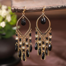 Load image into Gallery viewer, Classic Vintage Styled Crystal Beads, Long Tassel Earrings