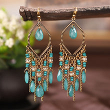 Load image into Gallery viewer, Classic Vintage Styled Crystal Beads, Long Tassel Earrings