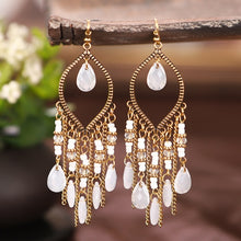 Load image into Gallery viewer, Classic Vintage Styled Crystal Beads, Long Tassel Earrings