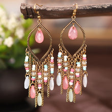 Load image into Gallery viewer, Classic Vintage Styled Crystal Beads, Long Tassel Earrings