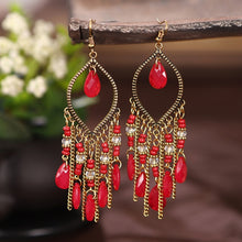 Load image into Gallery viewer, Classic Vintage Styled Crystal Beads, Long Tassel Earrings