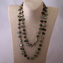 Load image into Gallery viewer, Long Knotted Halsband Rainbow & Solid Color Crystal and Shell Necklace