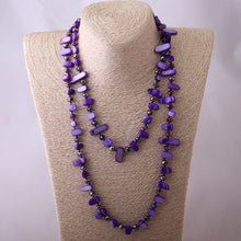 Load image into Gallery viewer, Long Knotted Halsband Rainbow & Solid Color Crystal and Shell Necklace
