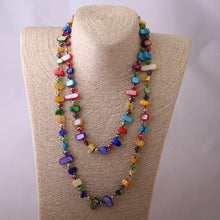 Load image into Gallery viewer, Long Knotted Halsband Rainbow & Solid Color Crystal and Shell Necklace