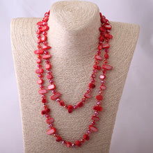 Load image into Gallery viewer, Long Knotted Halsband Rainbow & Solid Color Crystal and Shell Necklace