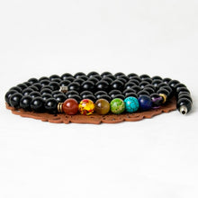 Load image into Gallery viewer, Black Onyx Natural Stone Yoga / Meditation Wisdom Necklace