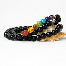 Load image into Gallery viewer, Black Onyx Natural Stone Yoga / Meditation Wisdom Necklace