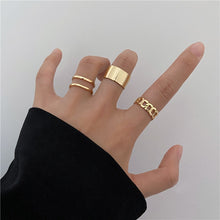 Load image into Gallery viewer, Hiphop Gold and Silver Chain Rings Sets