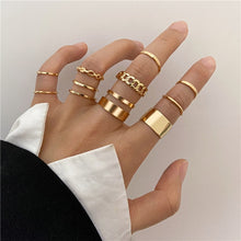 Load image into Gallery viewer, Hiphop Gold and Silver Chain Rings Sets