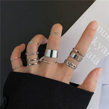 Load image into Gallery viewer, Hiphop Gold and Silver Chain Rings Sets