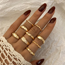 Load image into Gallery viewer, Hiphop Gold and Silver Chain Rings Sets