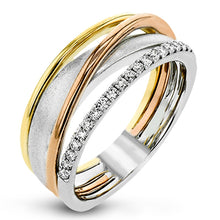Load image into Gallery viewer, Fancy Crossed Bands Ring Micro Paved CZ Stone Three Tone Crossed Bands

