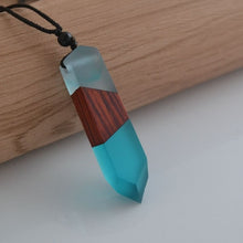Load image into Gallery viewer, Wood Resin Necklace Pendant, Woven Rope Chain

