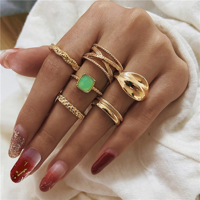 Hiphop Gold and Silver Chain Rings Sets